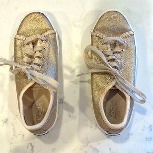 Girls Gold lace up keds